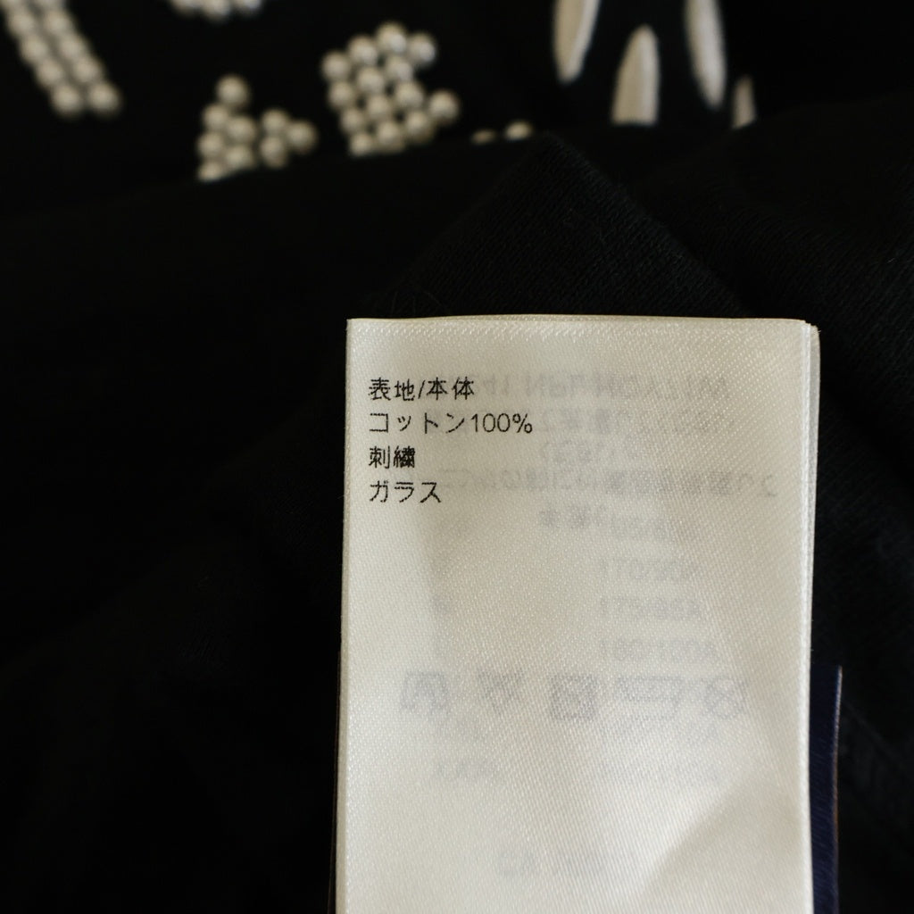LOUIS VUITTON(ルイヴィトン) 24SS フロントロゴ パール エンブロイダードシグネチャー クルーネック半袖Tシャツ カットソー ブラック RM241 NPL HQY71W