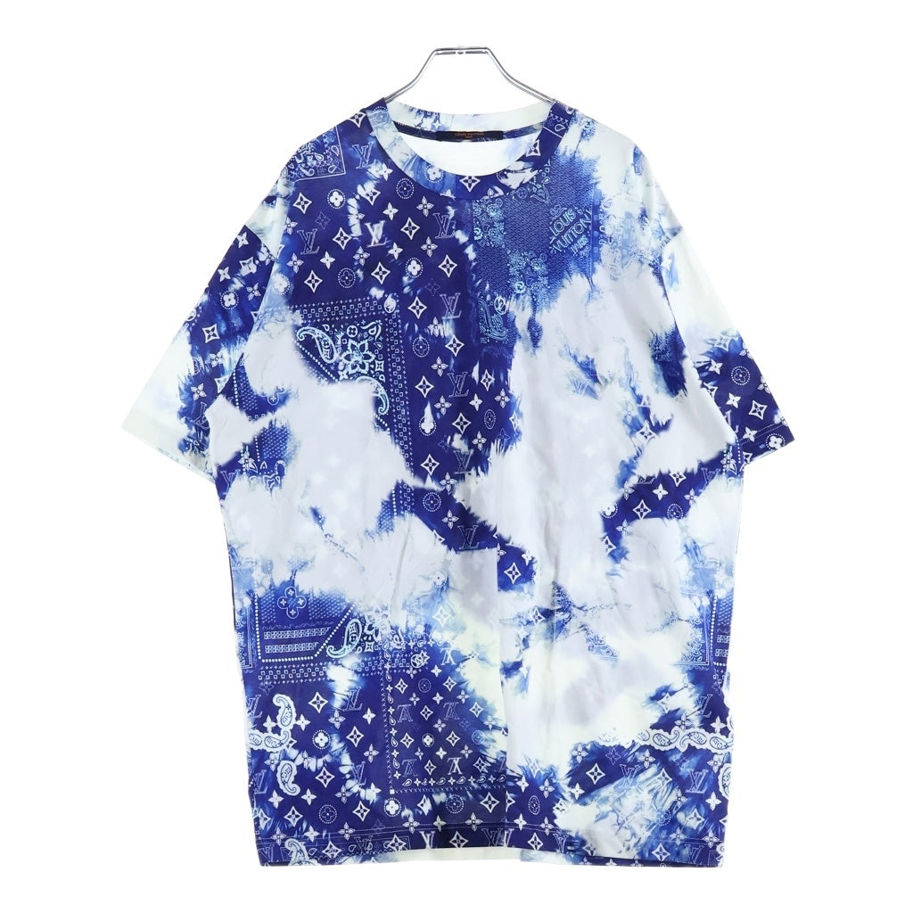 LOUIS VUITTON(ルイヴィトン) 22AW モノグラム バンダナプリント クルーネック半袖Tシャツ カットソー ブルー/ホワイト RM222M NPG HNY26W