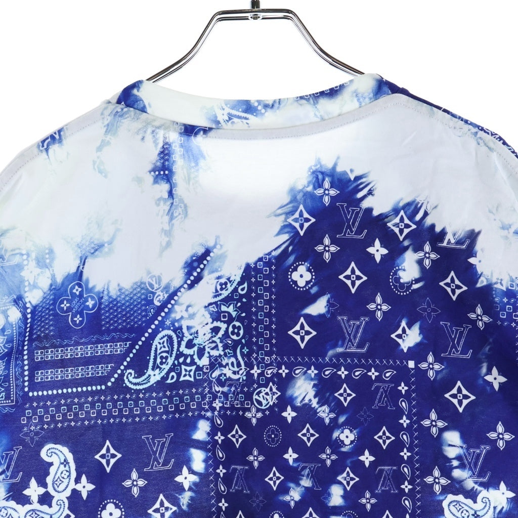 LOUIS VUITTON(ルイヴィトン) 22AW モノグラム バンダナプリント クルーネック半袖Tシャツ カットソー ブルー/ホワイト RM222M NPG HNY26W