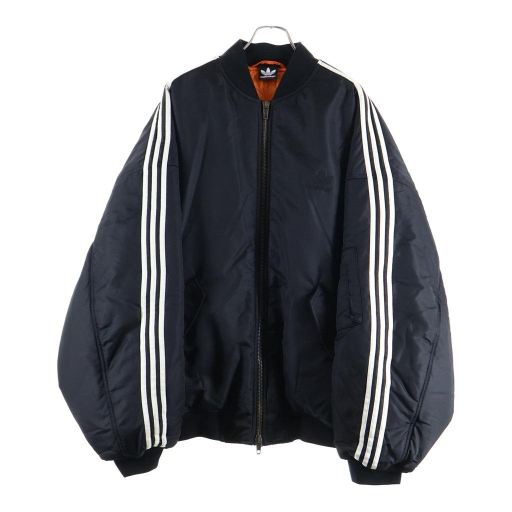 BALENCIAGA(バレンシアガ) 23SS ×ADIDAS SIDE LINE BOMBER JACKET アディダス サイドスリーライン ボンバージャケット MA-1 ジップアップブルゾン ブラック 725335 TNO27