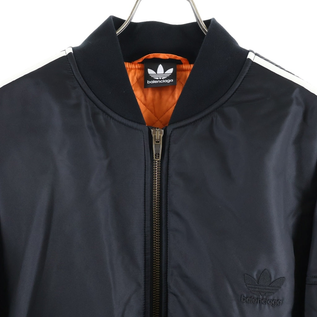 BALENCIAGA(バレンシアガ) 23SS ×ADIDAS SIDE LINE BOMBER JACKET アディダス サイドスリーライン ボンバージャケット MA-1 ジップアップブルゾン ブラック 725335 TNO27