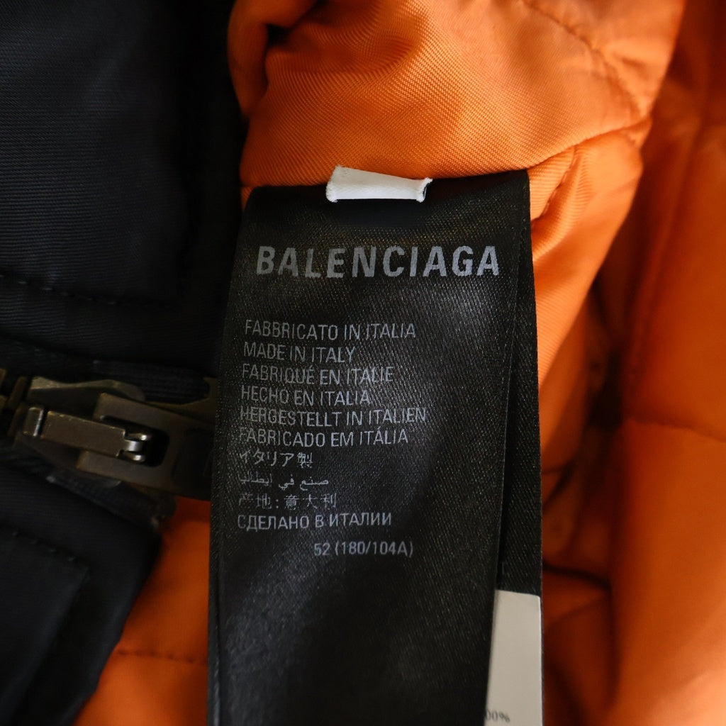 BALENCIAGA(バレンシアガ) 23SS ×ADIDAS SIDE LINE BOMBER JACKET アディダス サイドスリーライン ボンバージャケット MA-1 ジップアップブルゾン ブラック 725335 TNO27
