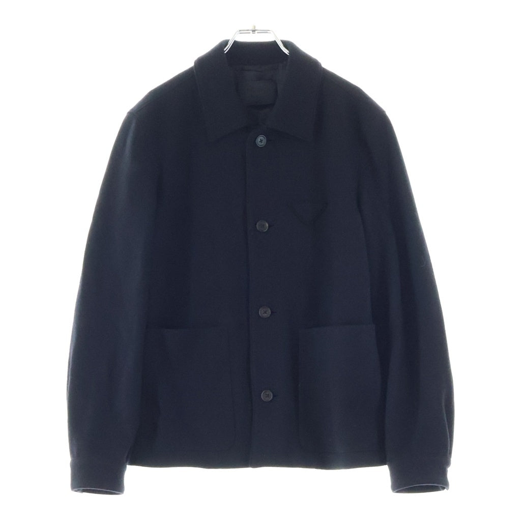 PRADA(プラダ) トライアングルロゴ カシミヤ混 ウールブレンドシャケット ブルゾン ブラック SGB832