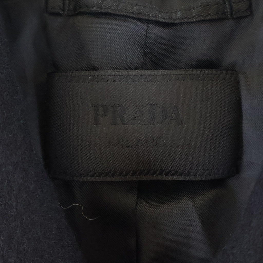 PRADA(プラダ) トライアングルロゴ カシミヤ混 ウールブレンドシャケット ブルゾン ブラック SGB832