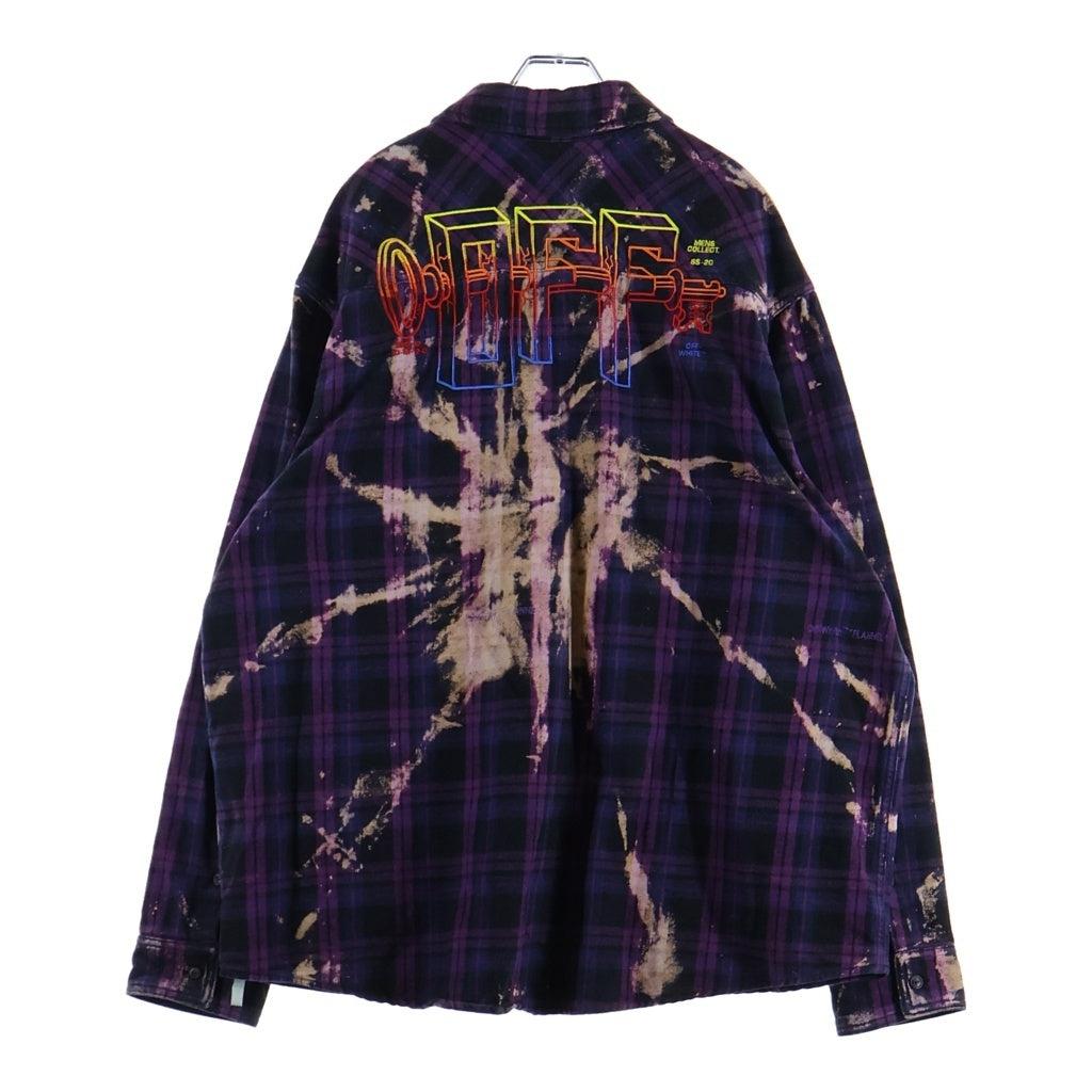 OFF-WHITE(オフホワイト) 20SS KISS OVER EMBROIDERIED OVERSIZED SHIRY キス オーバーエンブロダイリー オーバーサイズ フランネルシャツ パープル OMGA098S20G71049