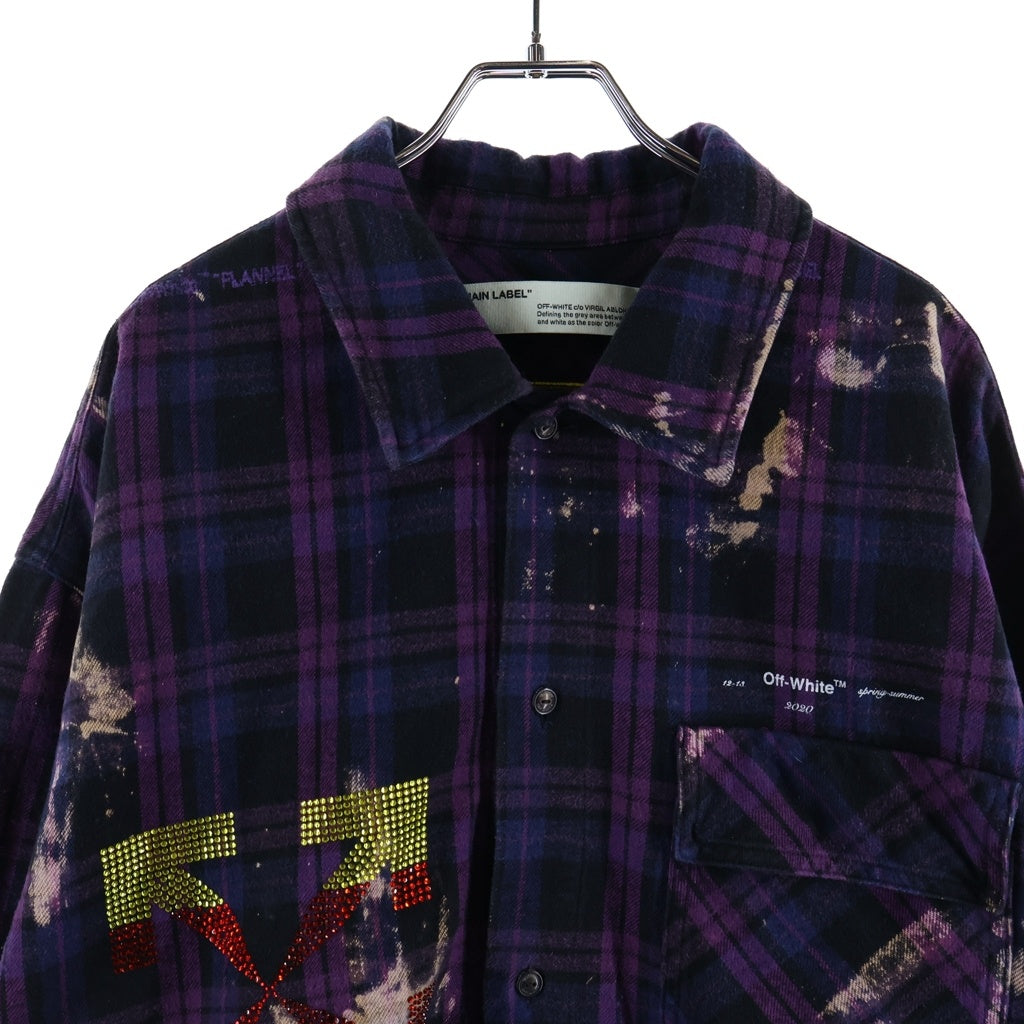 OFF-WHITE(オフホワイト) 20SS KISS OVER EMBROIDERIED OVERSIZED SHIRY キス オーバーエンブロダイリー オーバーサイズ フランネルシャツ パープル OMGA098S20G71049