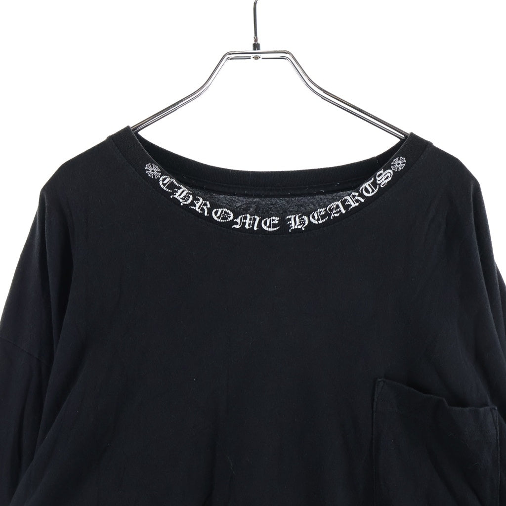 CHROME HEARTS(クロムハーツ) NECK LOGO L/S TEE ネックロゴ アームプリント ポケットTシャツ 長袖クルーネックカットソー ブラック