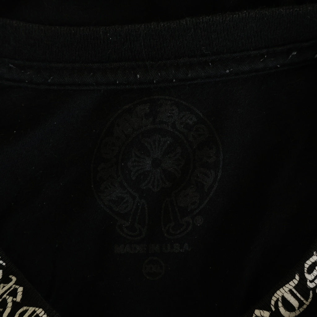 CHROME HEARTS(クロムハーツ) NECK LOGO L/S TEE ネックロゴ アームプリント ポケットTシャツ 長袖クルーネックカットソー ブラック