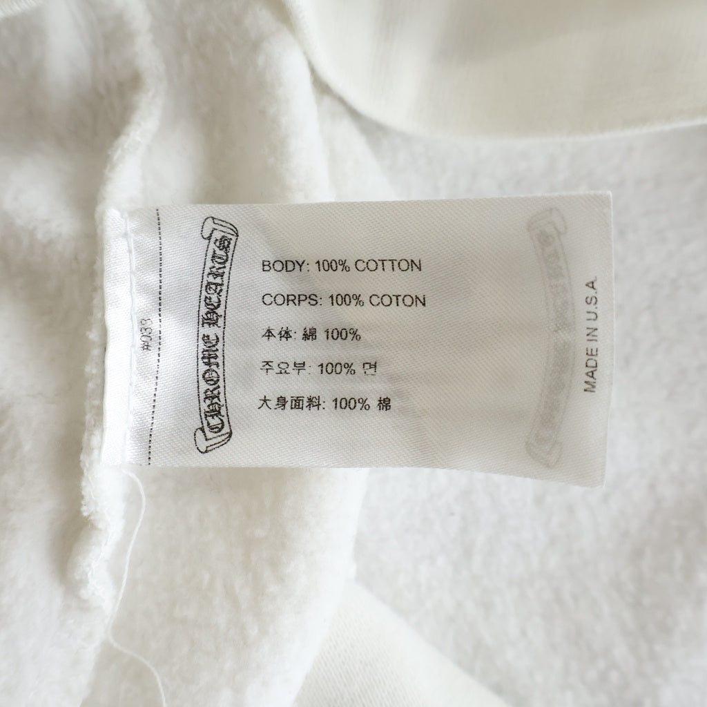 CHROME HEARTS(クロムハーツ) SWTSHRT HD ZIP ダガージップ 袖フローラル バックホースシュープリント ジップアップスウェットパーカー フーディー ホワイト