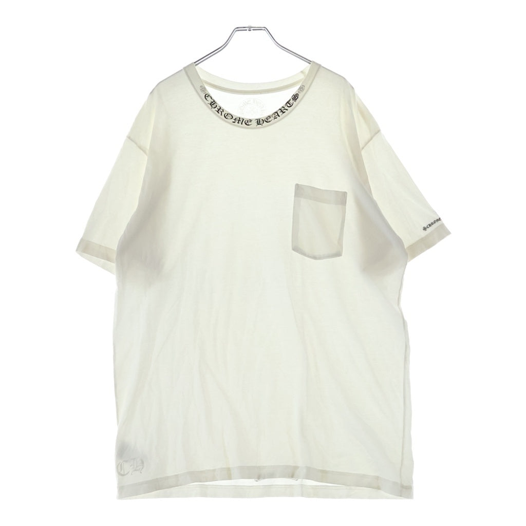 CHROME HEARTS(クロムハーツ) NECK LOGO T-SHIRT ネックロゴ ポケットTシャツ 半袖クルーネックカットソー ホワイト