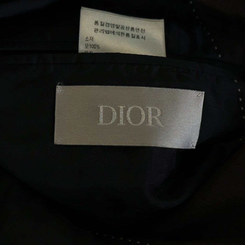 DIOR(ディオール) 1B 裏地オブリーク ダブルウールテーラードジャケット アジャスター付 1タック ウールスラックスパンツ セットアップスーツ ダークブラウン MM7O0610AAAA