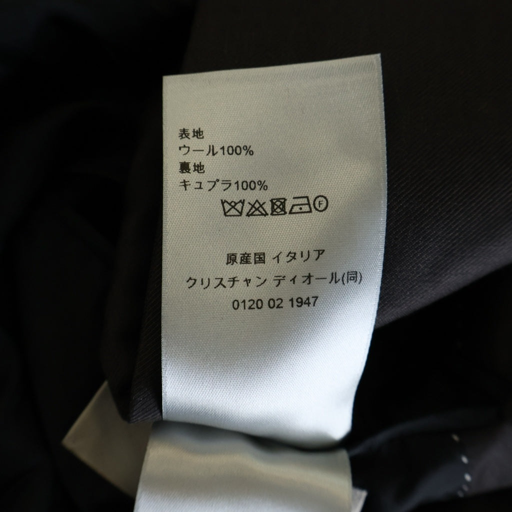 DIOR(ディオール) 1B 裏地オブリーク ダブルウールテーラードジャケット アジャスター付 1タック ウールスラックスパンツ セットアップスーツ ダークブラウン MM7O0610AAAA