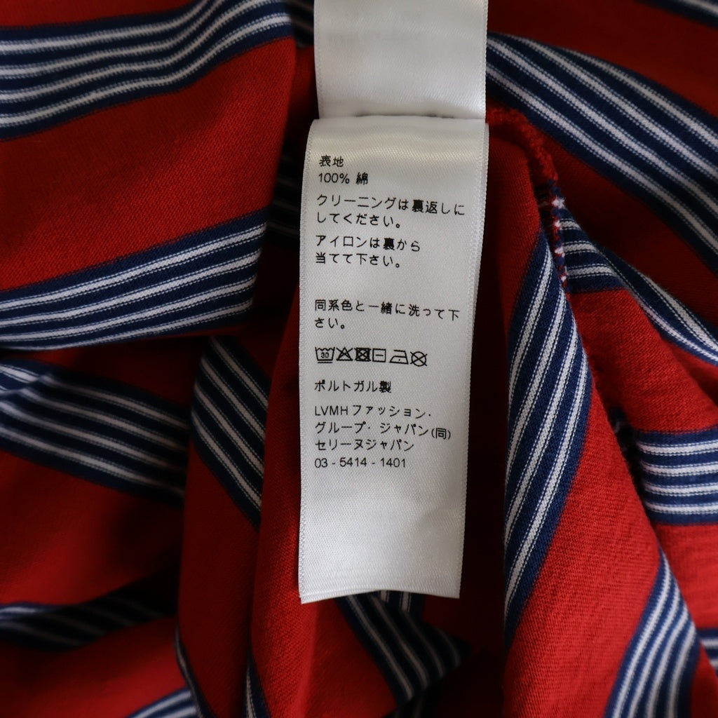 CELINE(セリーヌ) 26SS ロゴエンブロイダリー ストライプ コットンジャージー レギュラー クルーネック 半袖Tシャツ カットソー レッド RX0M83Q53.27NW