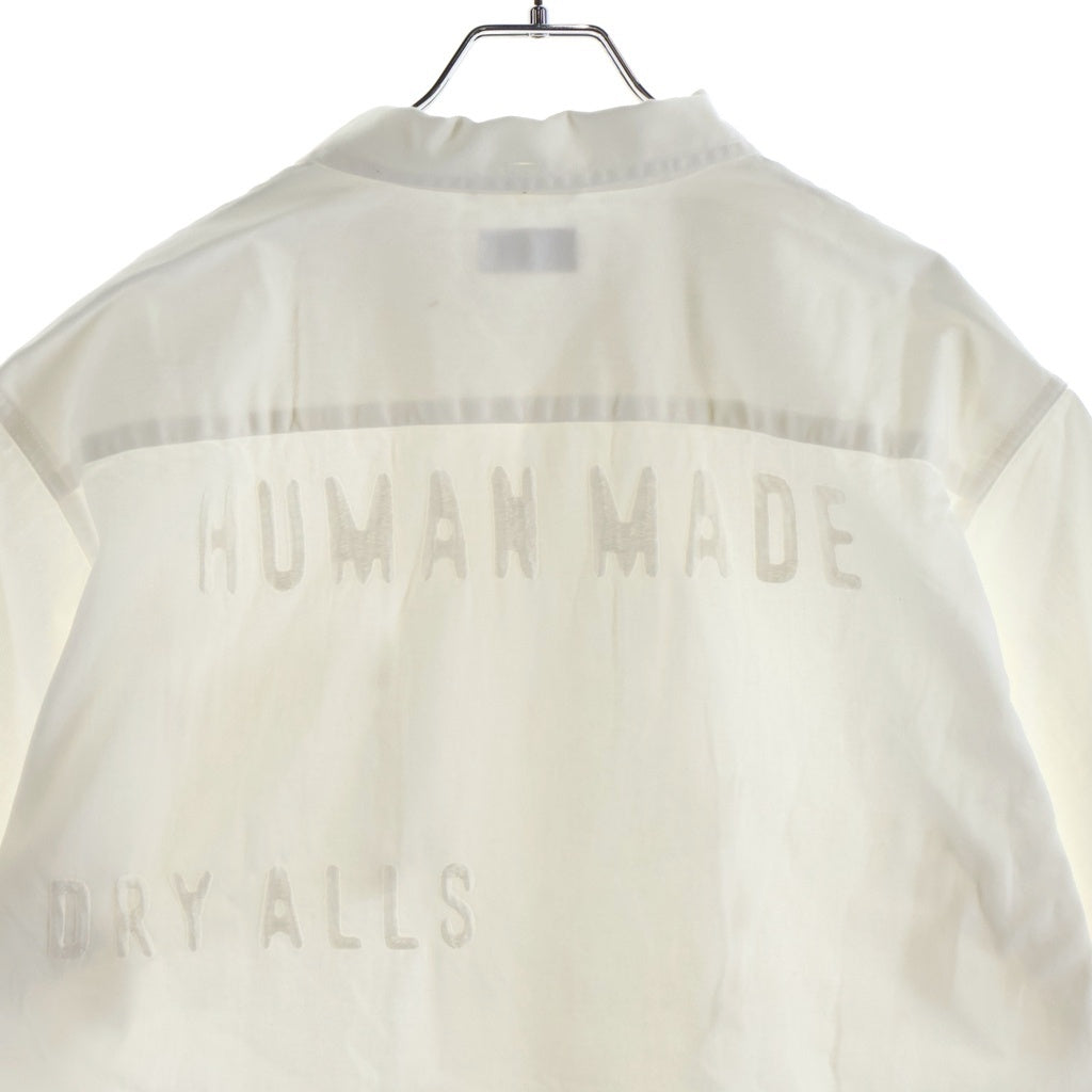 HUMAN MADE(ヒューマンメイド) ロゴエンブロイダリー オープンカラー コットン半袖シャツ ホワイト HM29SH022