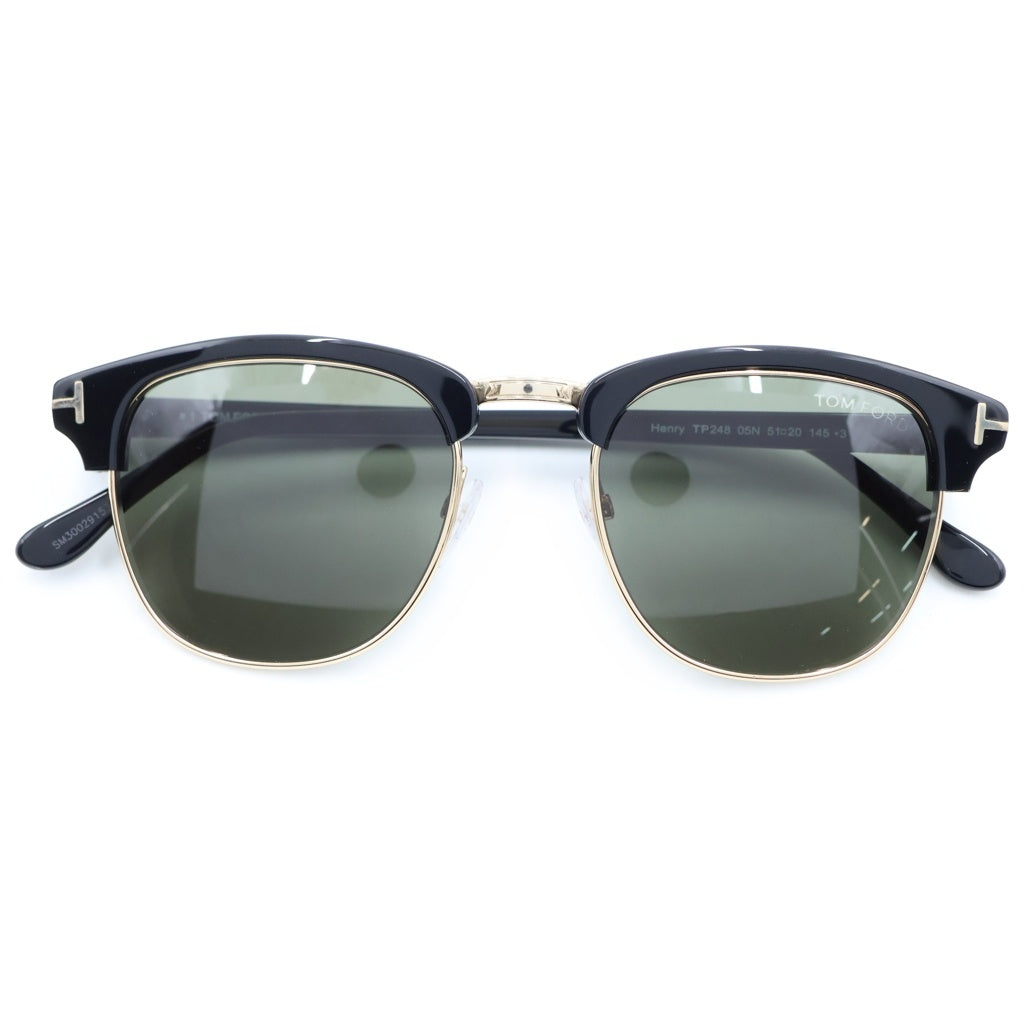 TOM FORD(トムフォード) HENRY サーモントフレーム カラーレンズ サングラス メガネ ブラック/グリーン/ゴールド TF248