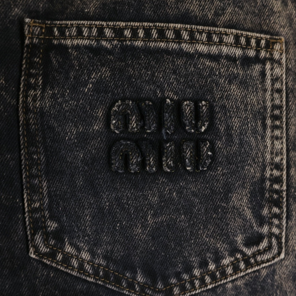 miumiu(ミュウミュウ) ポケットロゴ マーブルデニムパンツ ブラック GWP467 レディース