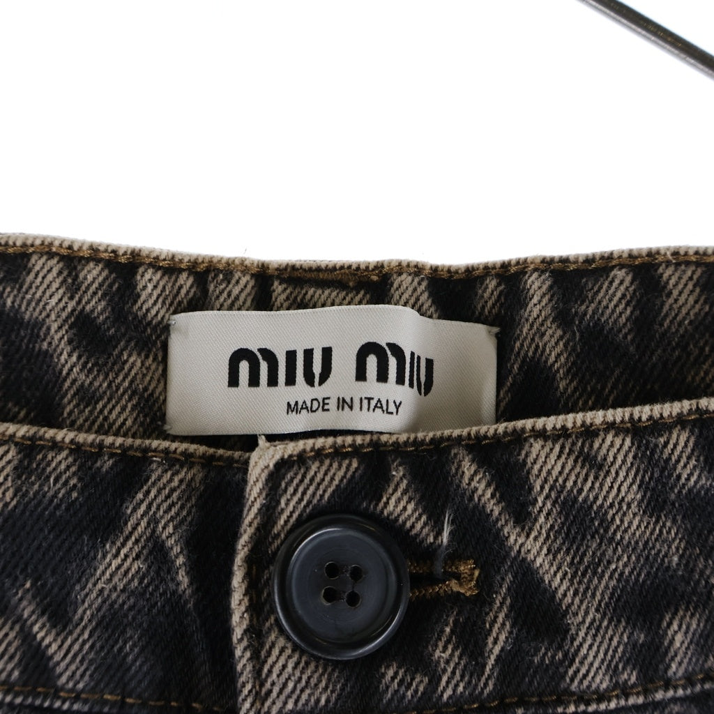 miumiu(ミュウミュウ) ポケットロゴ マーブルデニムパンツ ブラック GWP467 レディース