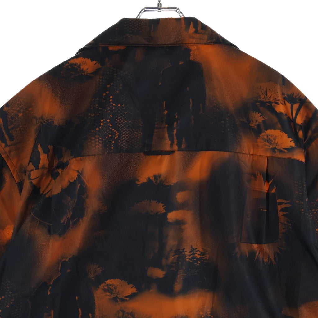 PRADA(プラダ) 22SS RE-NYLON リナイロン フラワープリント 半袖シャツ ブラック/オレンジ SC513