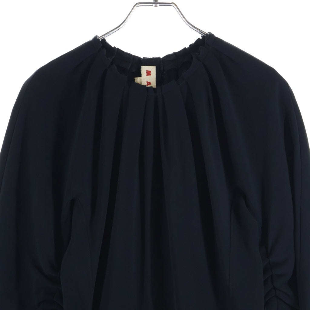 MARNI(マルニ) 21AW レーヨンアセテート ギャザーデザイン ストレッチマキシワンピース ロングドレス レディース ブラック ABMA0739A0 UTV837