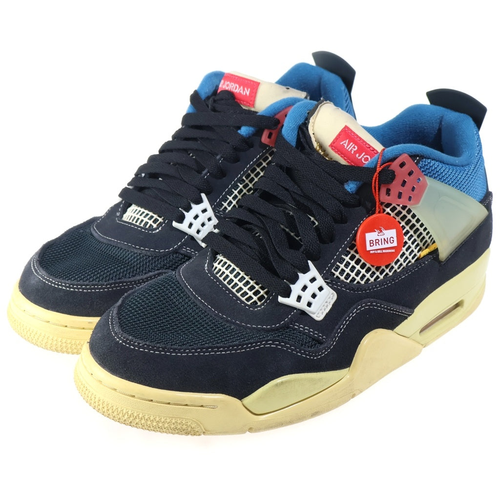NIKE(ナイキ) ×UNION AIR JORDAN 4 OFF NOIR ユニオン エアジョーダン4 オフノワール ミッドカットスニーカー ブラック/ブルー US10.5/28.5cm DC9533-001