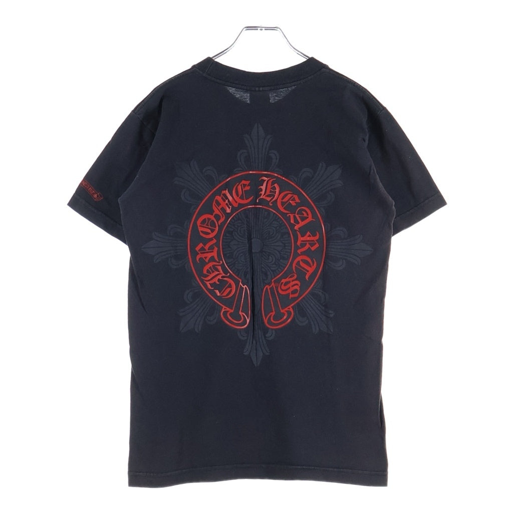 CHROME HEARTS(クロムハーツ) OLD HORSESHOE S/S POCKET T-SHIRT オールド バックサークルロゴプリント クルーネック半袖Tシャツ カットソー ブラック/レッド