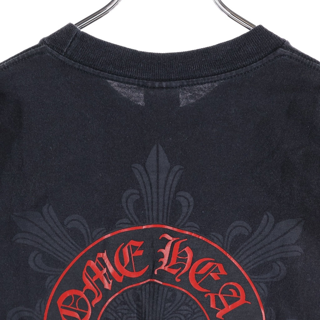 CHROME HEARTS(クロムハーツ) OLD HORSESHOE S/S POCKET T-SHIRT オールド バックサークルロゴプリント クルーネック半袖Tシャツ カットソー ブラック/レッド