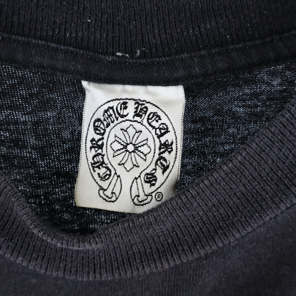 CHROME HEARTS(クロムハーツ) OLD HORSESHOE S/S POCKET T-SHIRT オールド バックサークルロゴプリント クルーネック半袖Tシャツ カットソー ブラック/レッド