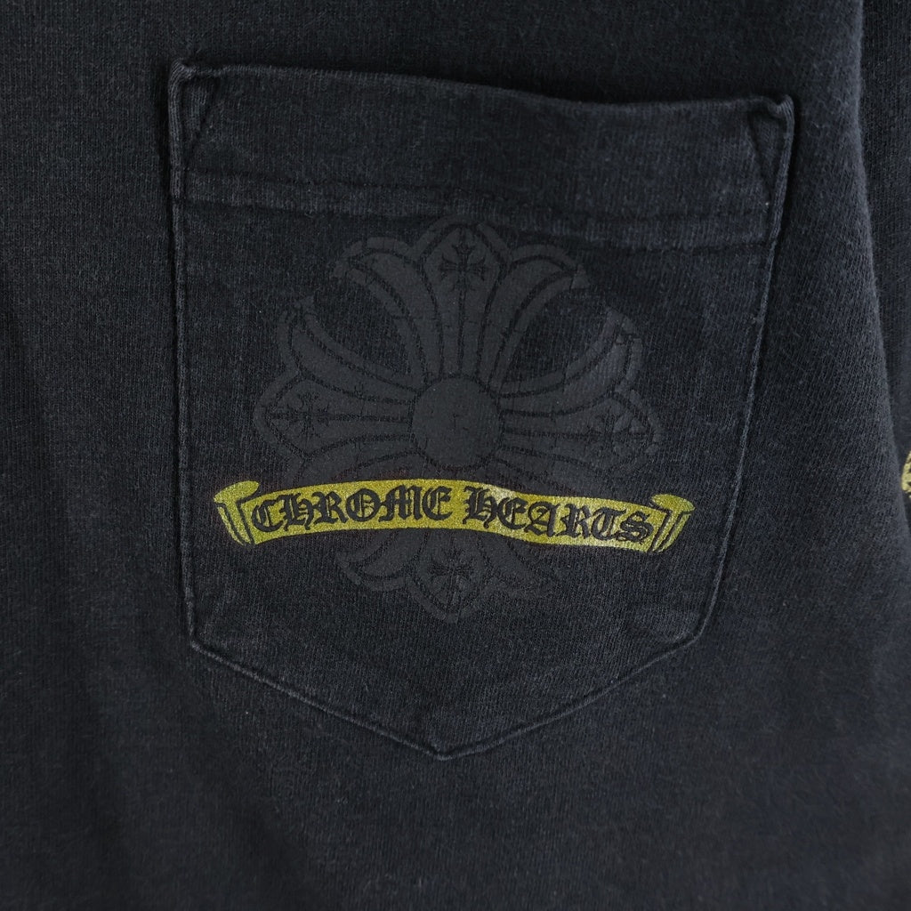 CHROME HEARTS(クロムハーツ) OLD CH PLS HORSESHOE L/S TEE CHプラス ホースシュープリント クルーネック長袖Tシャツ ロングスリーブカットソー ブラック/ゴールド