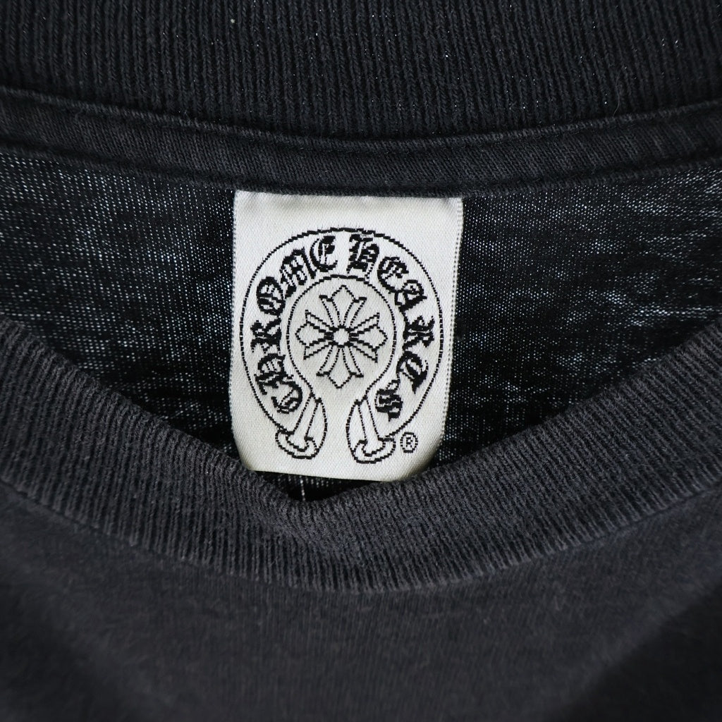 CHROME HEARTS(クロムハーツ) OLD CH PLS HORSESHOE L/S TEE CHプラス ホースシュープリント クルーネック長袖Tシャツ ロングスリーブカットソー ブラック/ゴールド