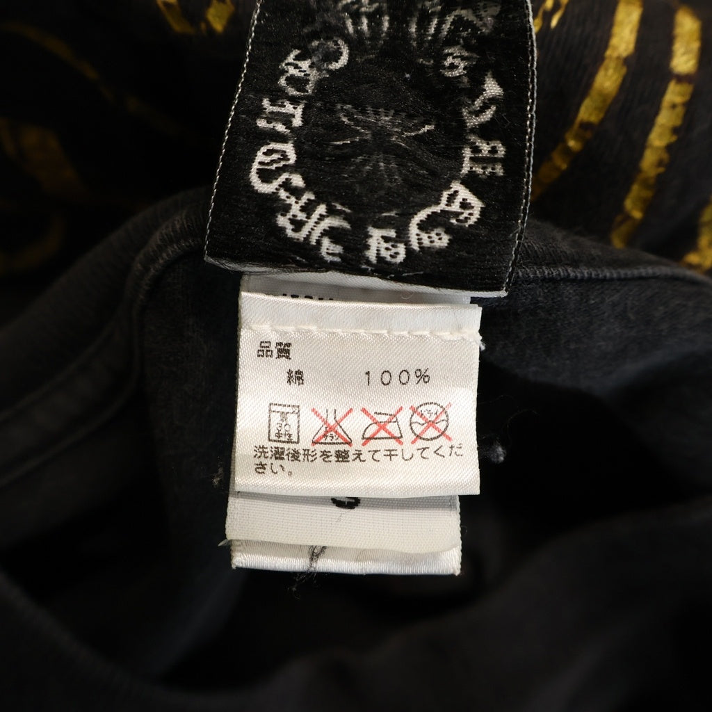 CHROME HEARTS(クロムハーツ) OLD CH PLS HORSESHOE L/S TEE CHプラス ホースシュープリント クルーネック長袖Tシャツ ロングスリーブカットソー ブラック/ゴールド