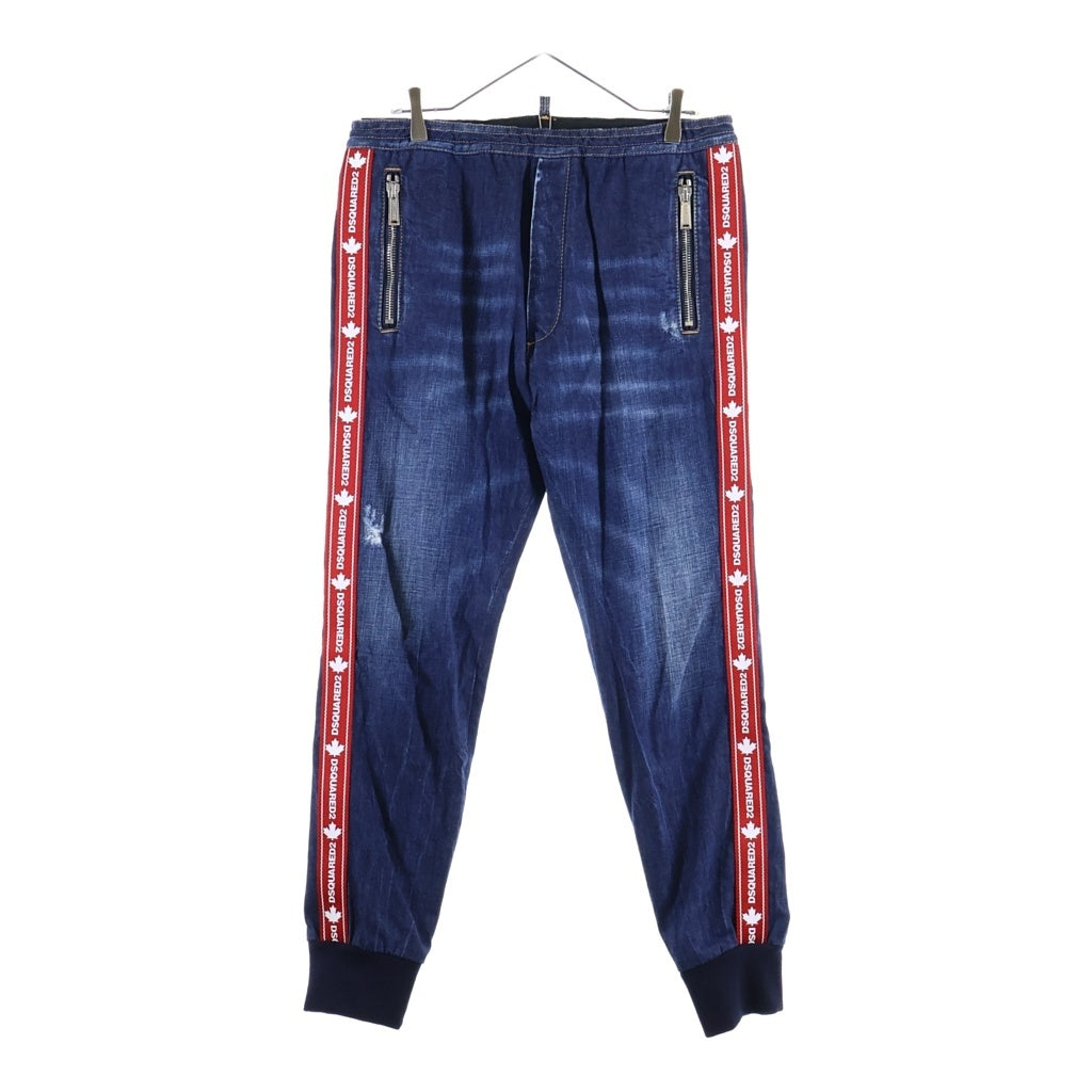 DSQUARED2(ディースクエアード) 20AW サイドロゴテープ イージーデニムジョガーパンツ インディゴ S74KB0448
