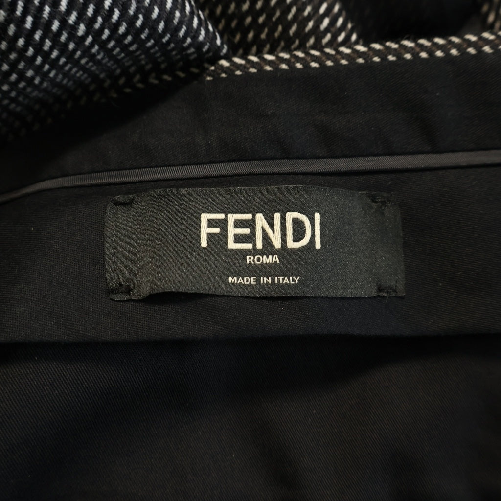 FENDI(フェンディ) 19AW ウール シアーサイドライン ノータック スラックス パンツ ブラック FB0532 A9BG