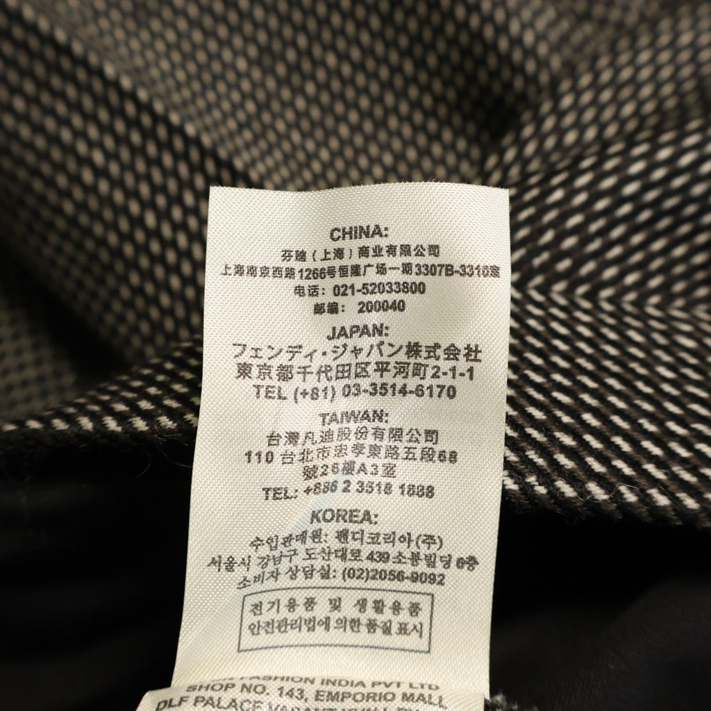 FENDI(フェンディ) 19AW ウール シアーサイドライン ノータック スラックス パンツ ブラック FB0532 A9BG