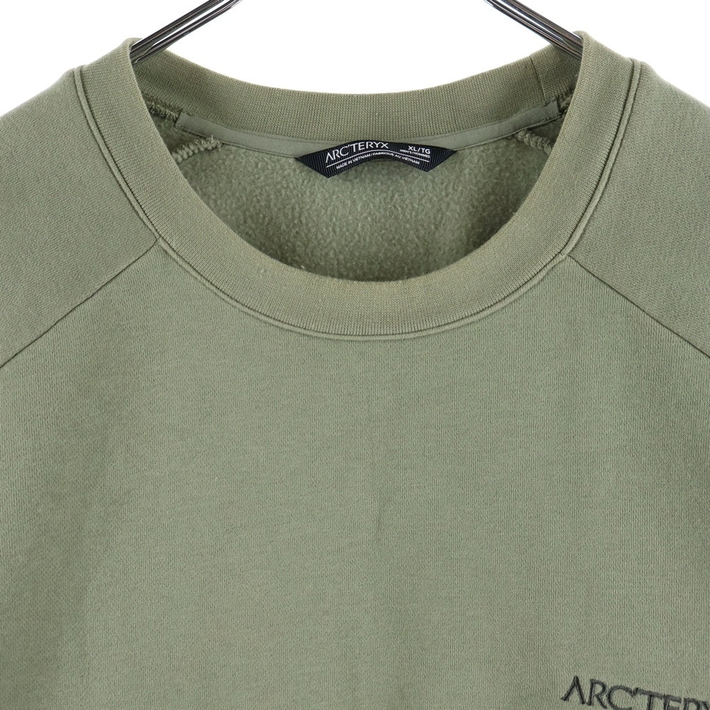 ARC'TERYX(アークテリクス) WORD EMBLEM CREW ワードエンブレムクルー ロゴエンブロイダリー 裏起毛 クルーネックスウェットシャツ トレーナー カーキ 27823-130457