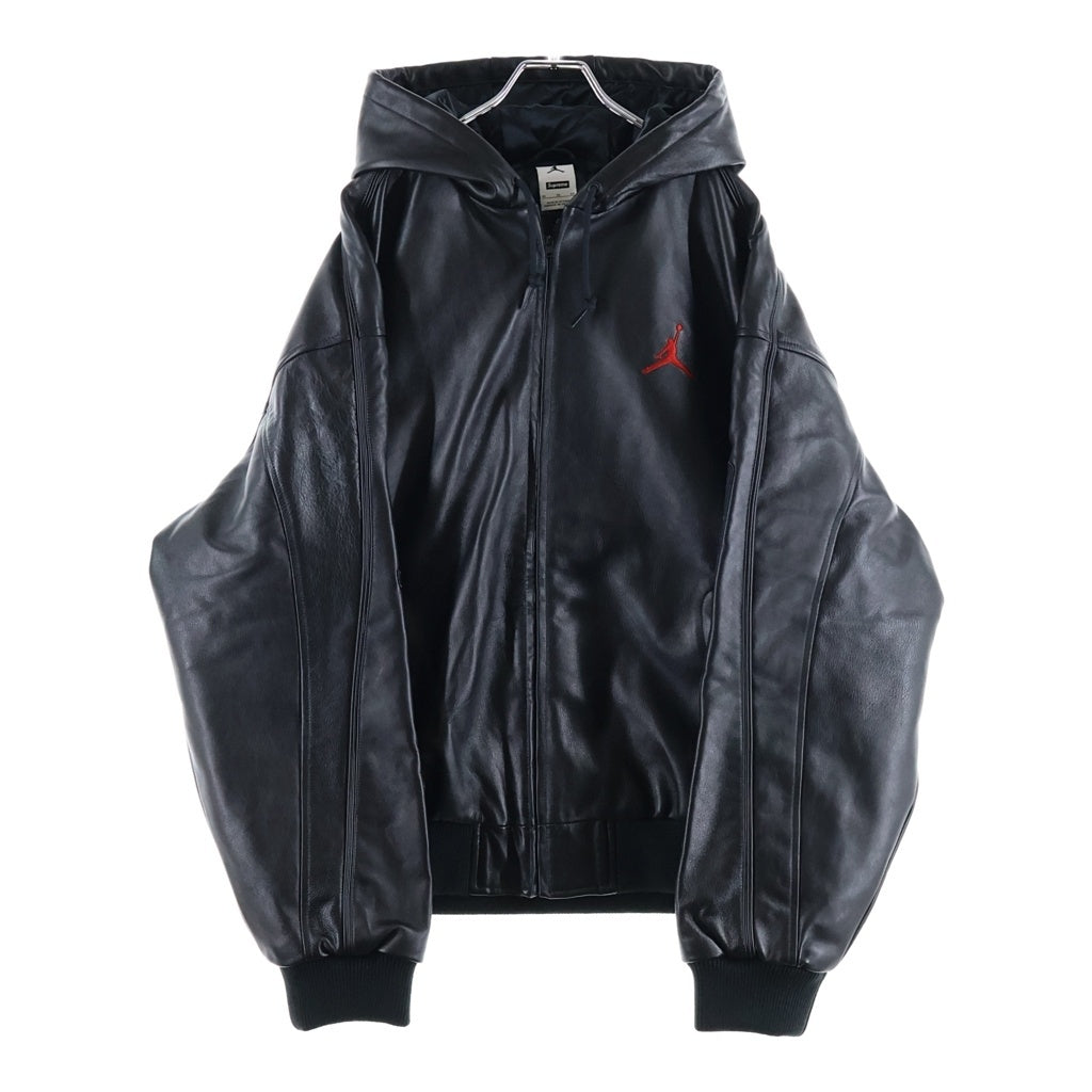 SUPREME(シュプリーム) 26SS ×NIKE Jordan Hooded Leather Jacket ナイキ ジョーダン フーデッドレザージャケット ブラック IR6449-010