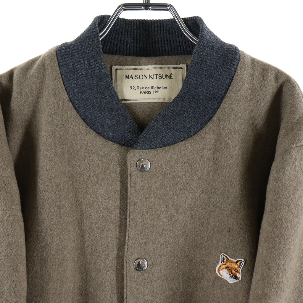 MAISON KITSUNE(メゾンキツネ) WOOL TEDDY JACKET ウール フォックスヘッド ロゴ刻印スナップボタン テディジャケット ブルゾン ベージュ DU02208WM0001