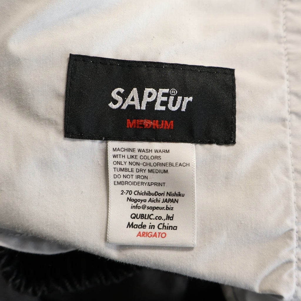 SAPEur(サプール) DENIM TRACK PANTS ロゴ刺繍 デニム イージージョガーパンツ ブラック