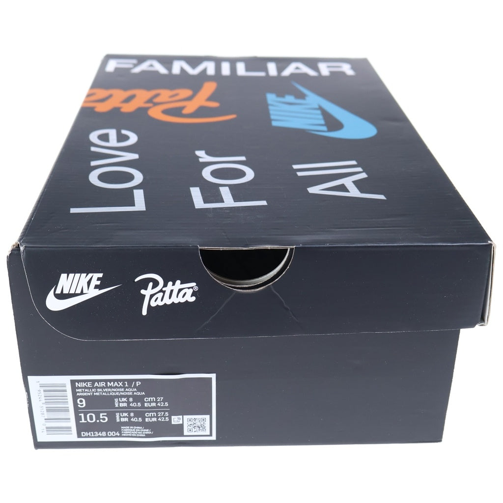 NIKE(ナイキ) ×PATTA AIR MAX NOISE AQUA パタ エアマックス 1 ノイズ アクア ローカットスニーカー グレー/ブルー US9/27cm DH1348-004