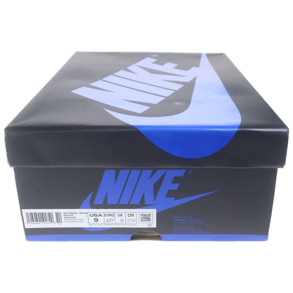 NIKE(ナイキ) AIR JORDAN RETRO HIGH OG ROYAL REIMAGINED エアジョーダン 1 レトロ ハイカットスニーカー ブラック/ブルー US9/27cm DZ5485-042