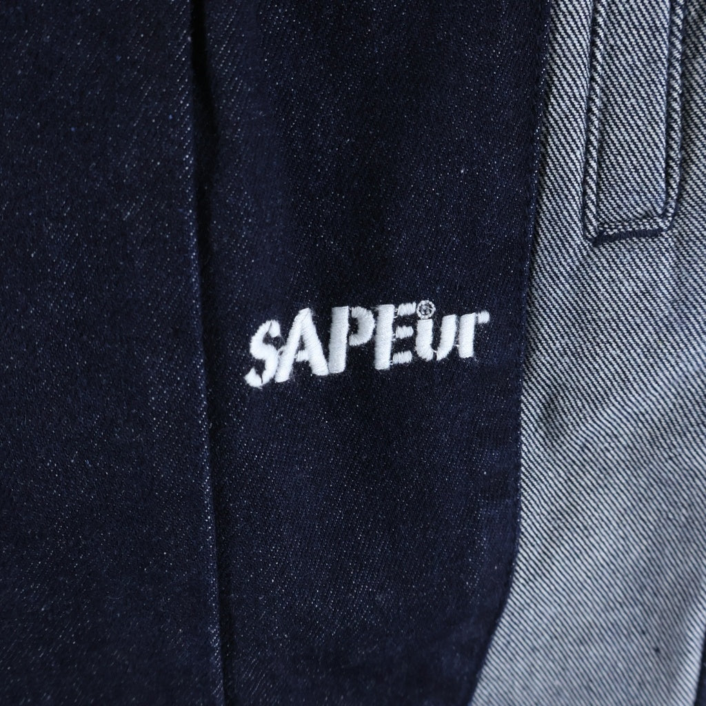 SAPEur(サプール) DENIM TRACK PANTS ロゴ刺繍 デニム イージージョガーパンツ インディゴ