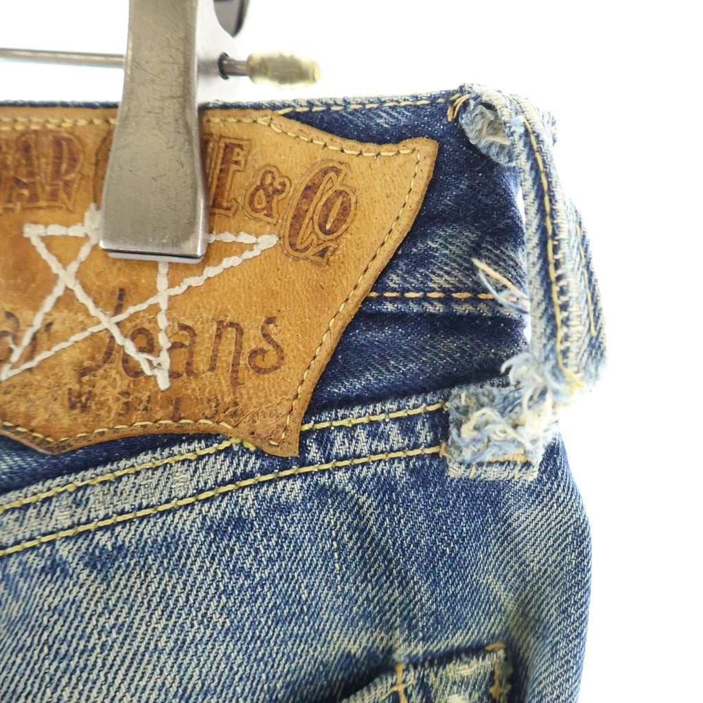 SUGAR CANE(シュガーケーン) STAR JEANS 065 レザーパッチ 隠しリベット セルビッチ レギュラーストレート デニムパンツ インディゴ