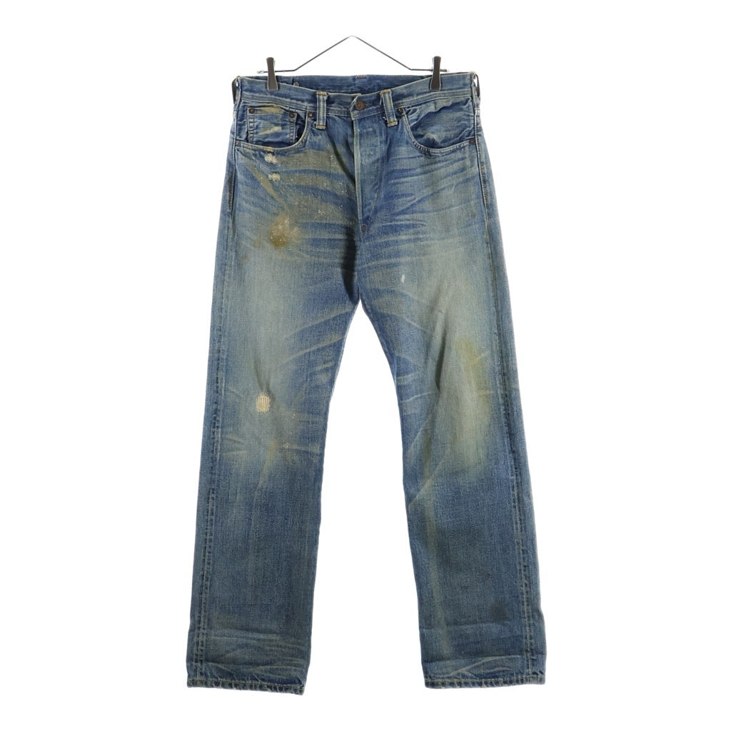 RRL(ダブルアールエル) ALASKA USA製 ダック地フラップバックポケット 月桂樹ボタン セルビッチ ボタンフライ ストレートデニムパンツ インディゴ