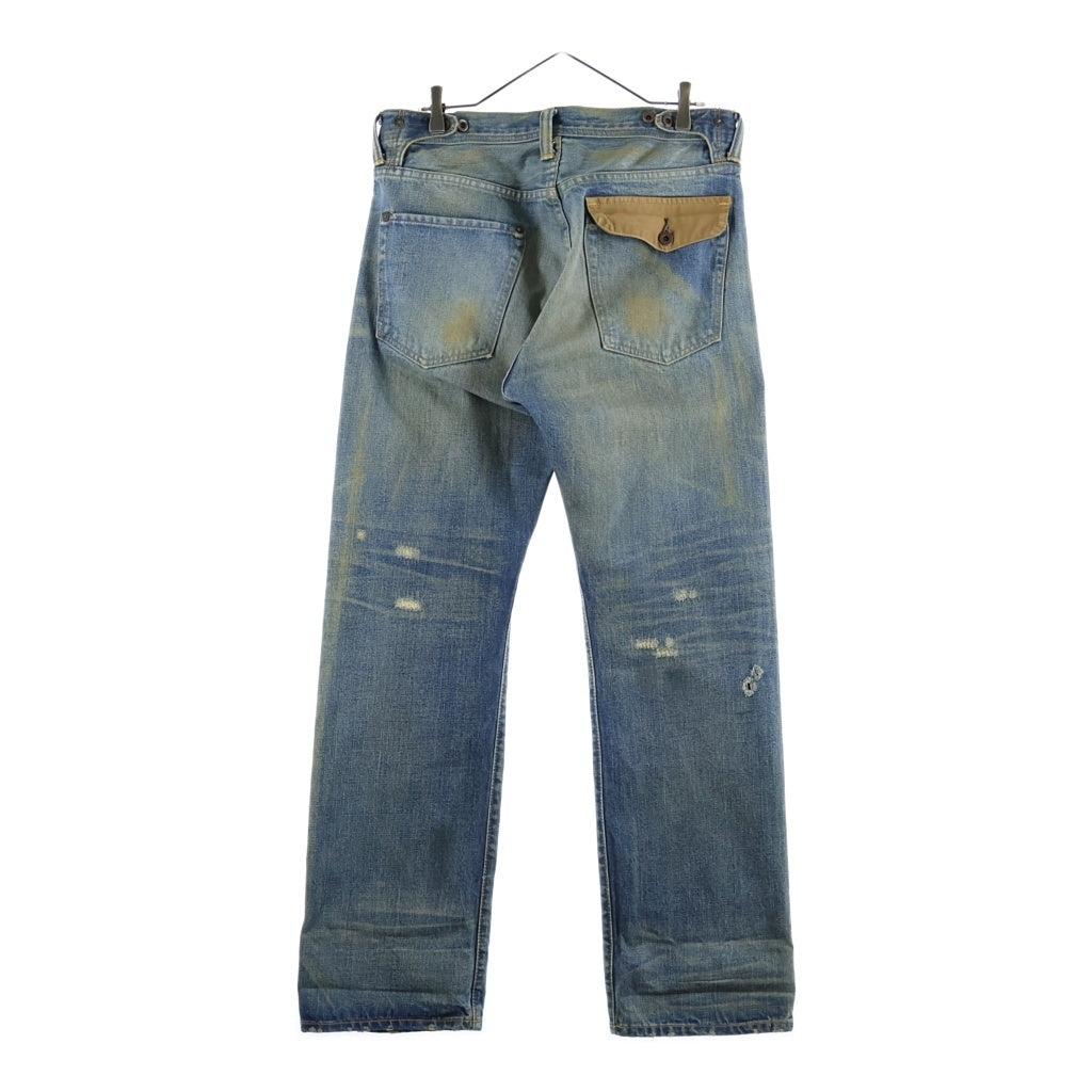 RRL(ダブルアールエル) ALASKA USA製 ダック地フラップバックポケット 月桂樹ボタン セルビッチ ボタンフライ ストレートデニムパンツ インディゴ