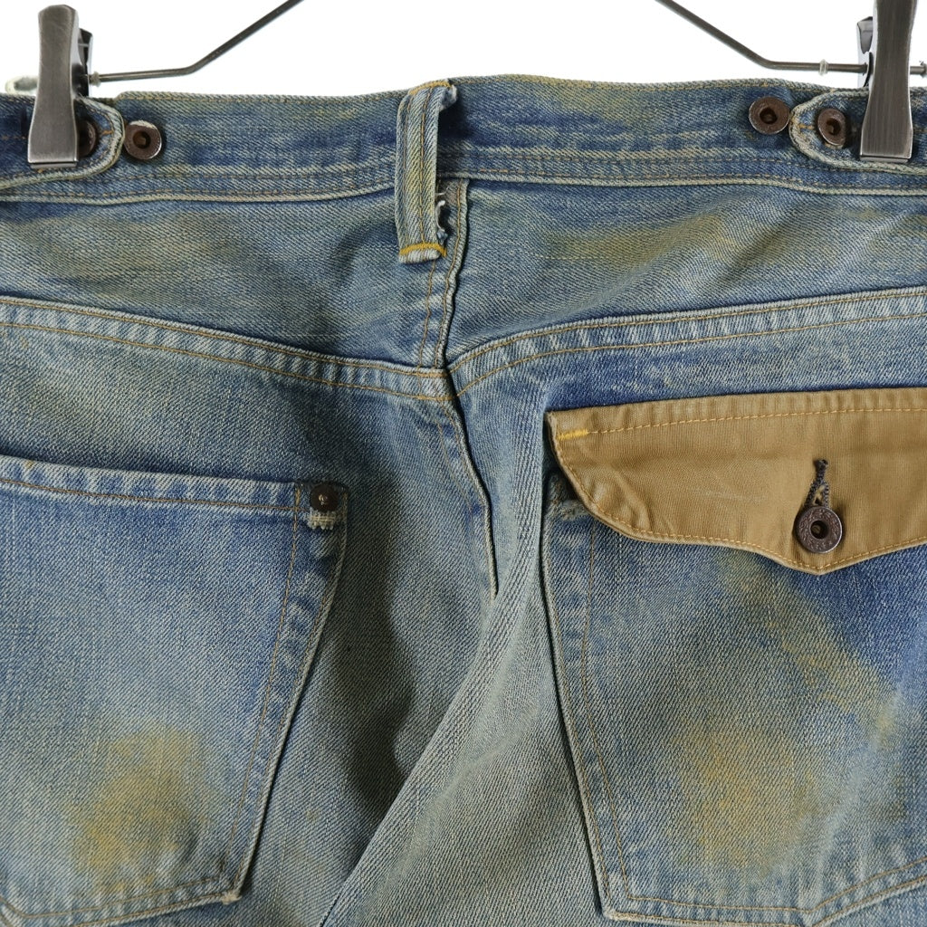 RRL(ダブルアールエル) ALASKA USA製 ダック地フラップバックポケット 月桂樹ボタン セルビッチ ボタンフライ ストレートデニムパンツ インディゴ