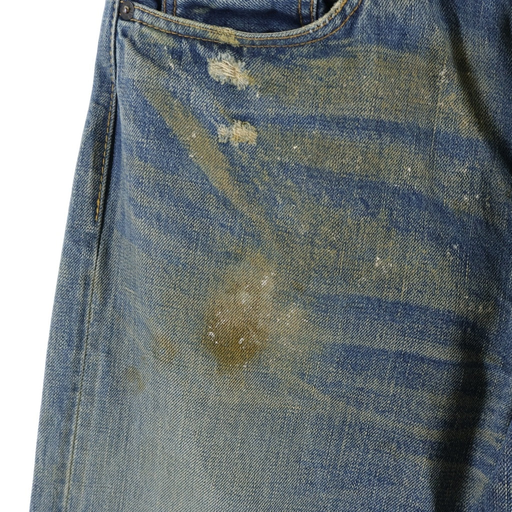 RRL(ダブルアールエル) ALASKA USA製 ダック地フラップバックポケット 月桂樹ボタン セルビッチ ボタンフライ ストレートデニムパンツ インディゴ