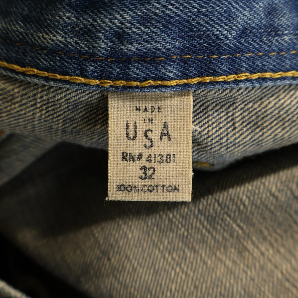 RRL(ダブルアールエル) ALASKA USA製 ダック地フラップバックポケット 月桂樹ボタン セルビッチ ボタンフライ ストレートデニムパンツ インディゴ