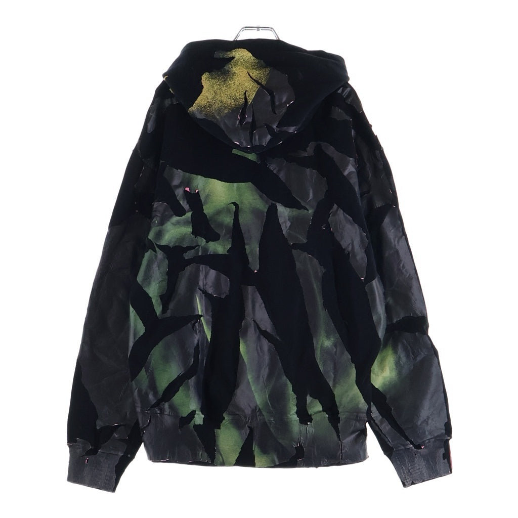 DIESEL(ディーゼル) 24AW S-MAC-HOOD-M1 ロゴエンブロイダリー デジタルプリント ラバー加工 プルオーバーパーカー フーディ ブラック A11753