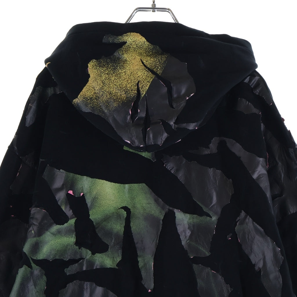 DIESEL(ディーゼル) 24AW S-MAC-HOOD-M1 ロゴエンブロイダリー デジタルプリント ラバー加工 プルオーバーパーカー フーディ ブラック A11753
