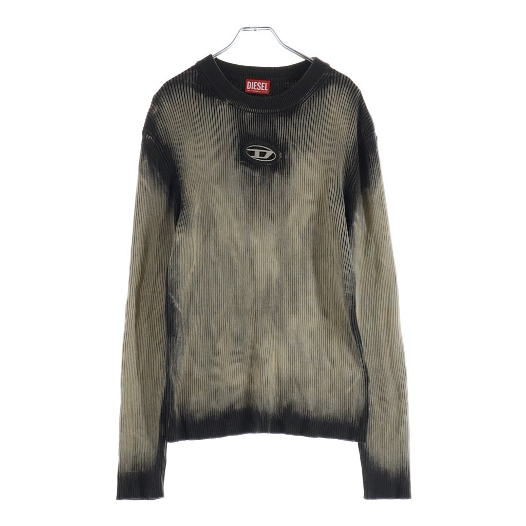 DIESEL(ディーゼル) 24SS K-DARIN オーバルD ロゴプレート フェード加工 プルオーバー リブニット レディース ブラウン A12455