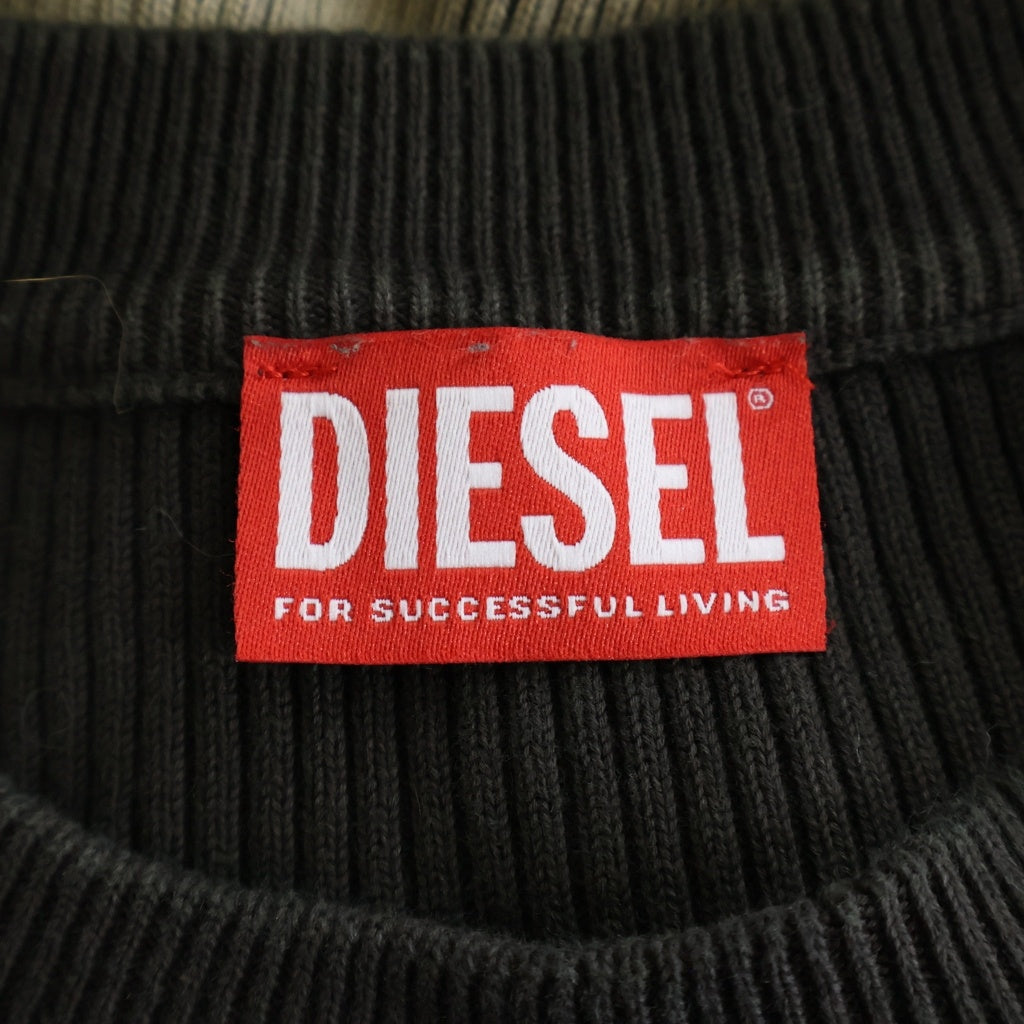 DIESEL(ディーゼル) 24SS K-DARIN オーバルD ロゴプレート フェード加工 プルオーバー リブニット レディース ブラウン A12455